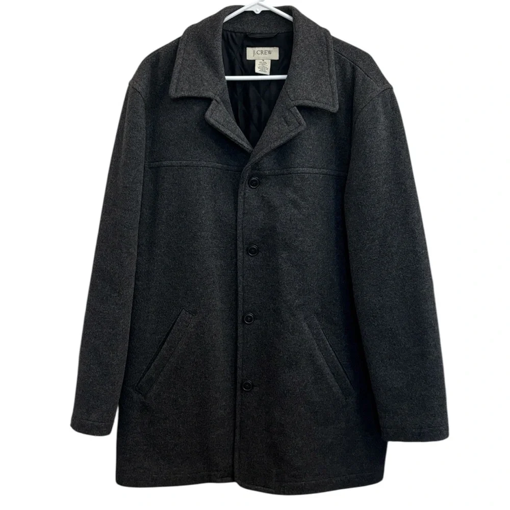 J‎ Crew Vintage Wool Blend Dark Gray Mid Length Winter Coat Men’s Size M